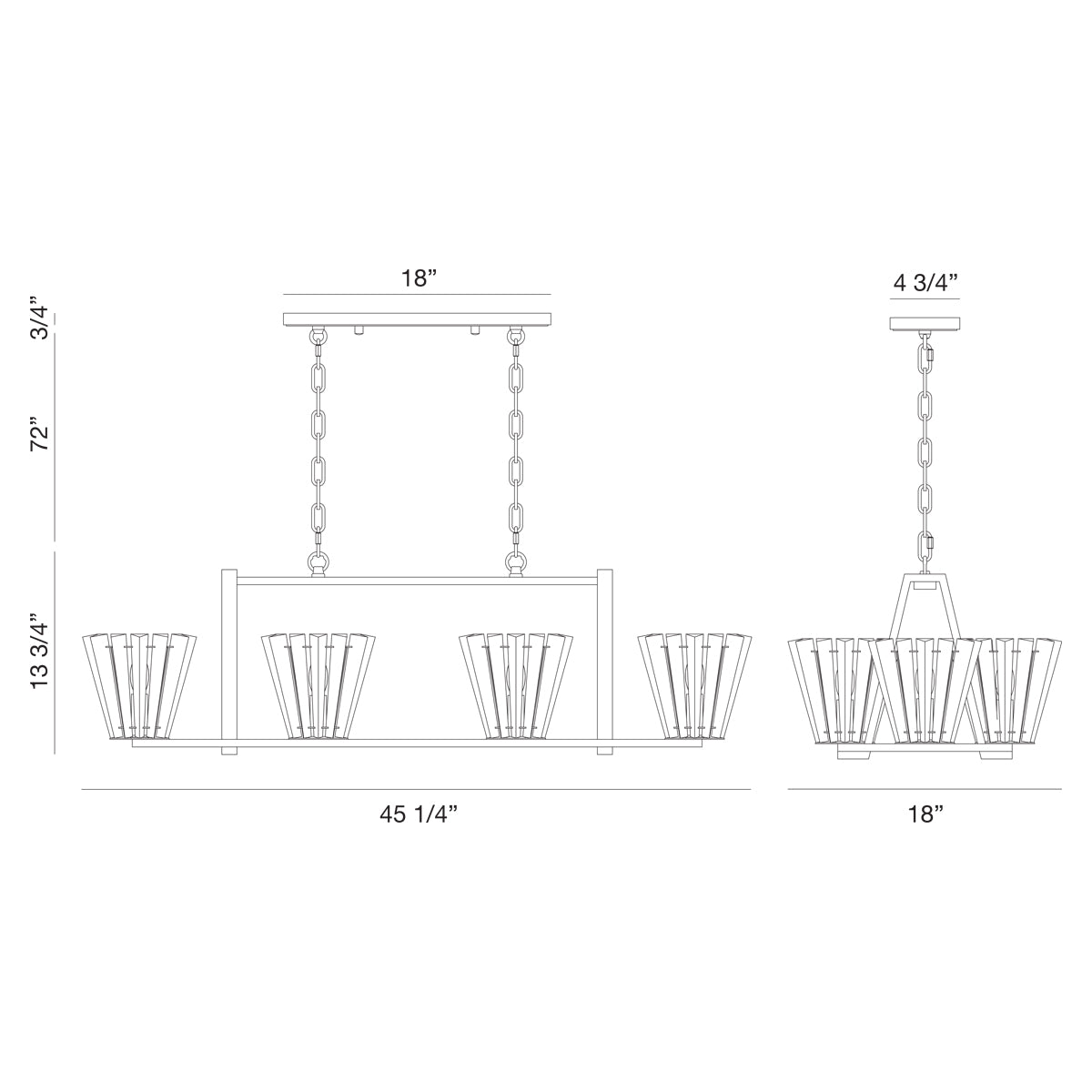 Ricca chandelier dimension drawing