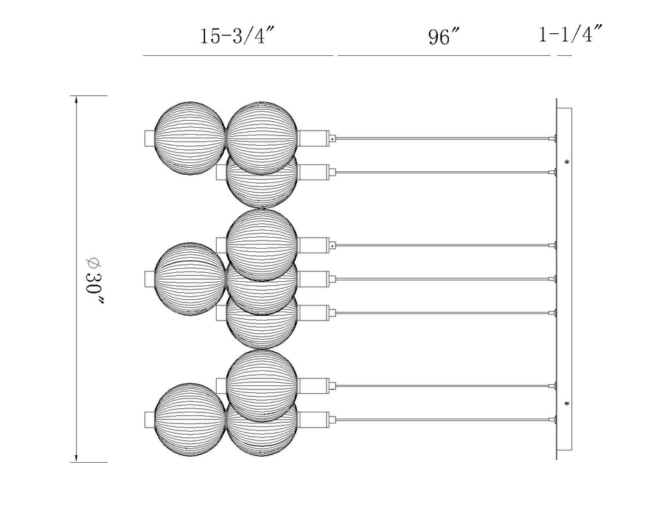Palmas chandelier dimension drawing