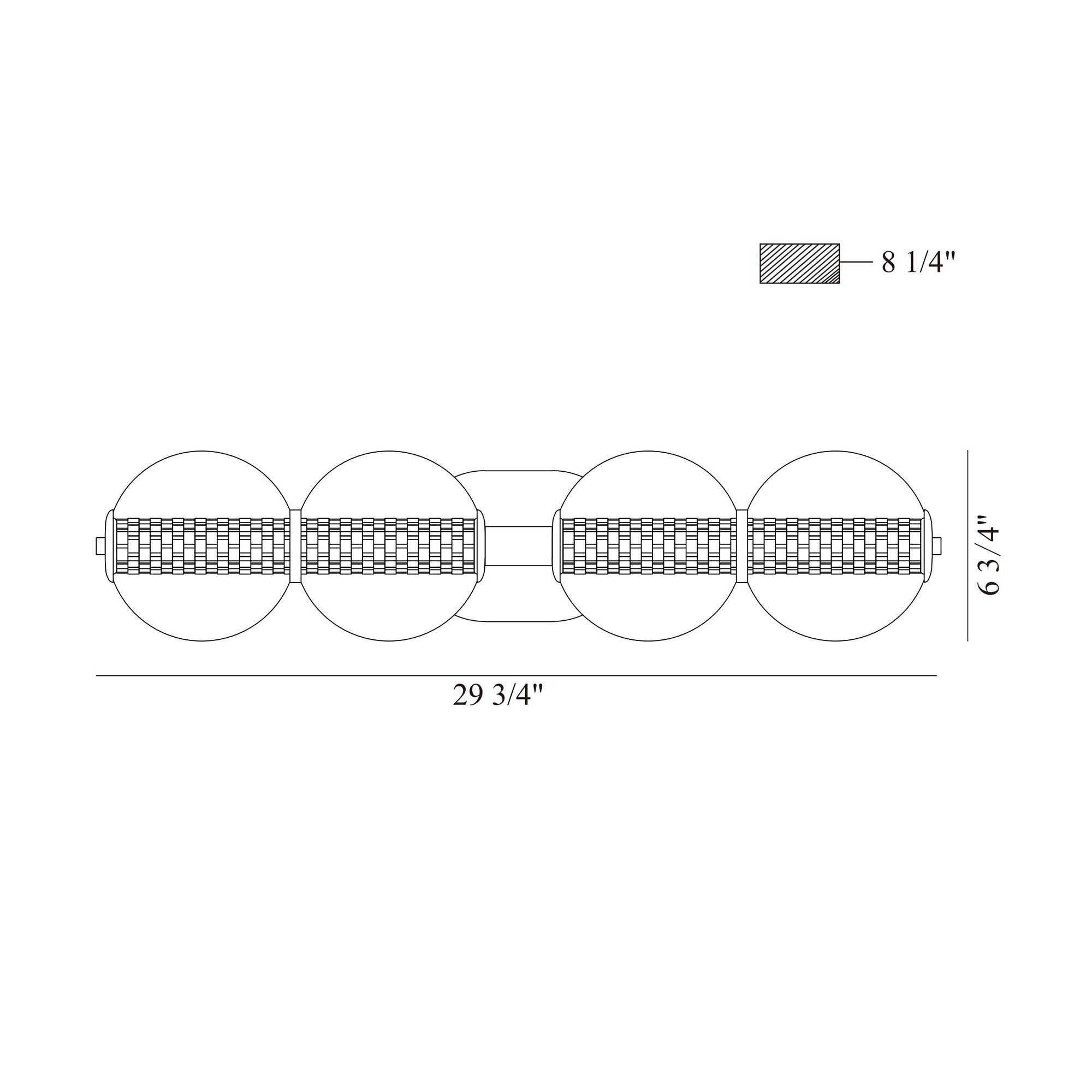 Atomo vanity light dimension drawing
