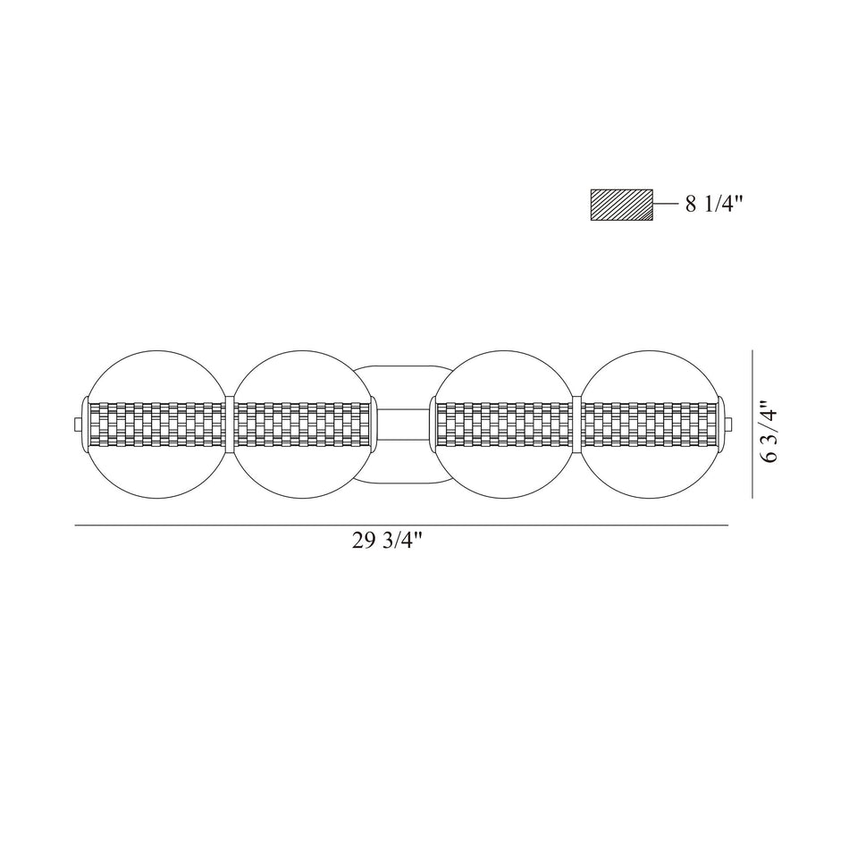 Atomo vanity light dimension drawing
