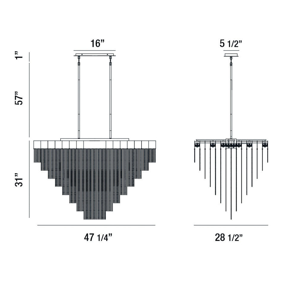 Bloomfield chandelier dimension drawing