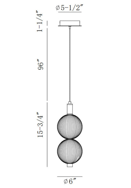 Palmas pendant dimension drawing