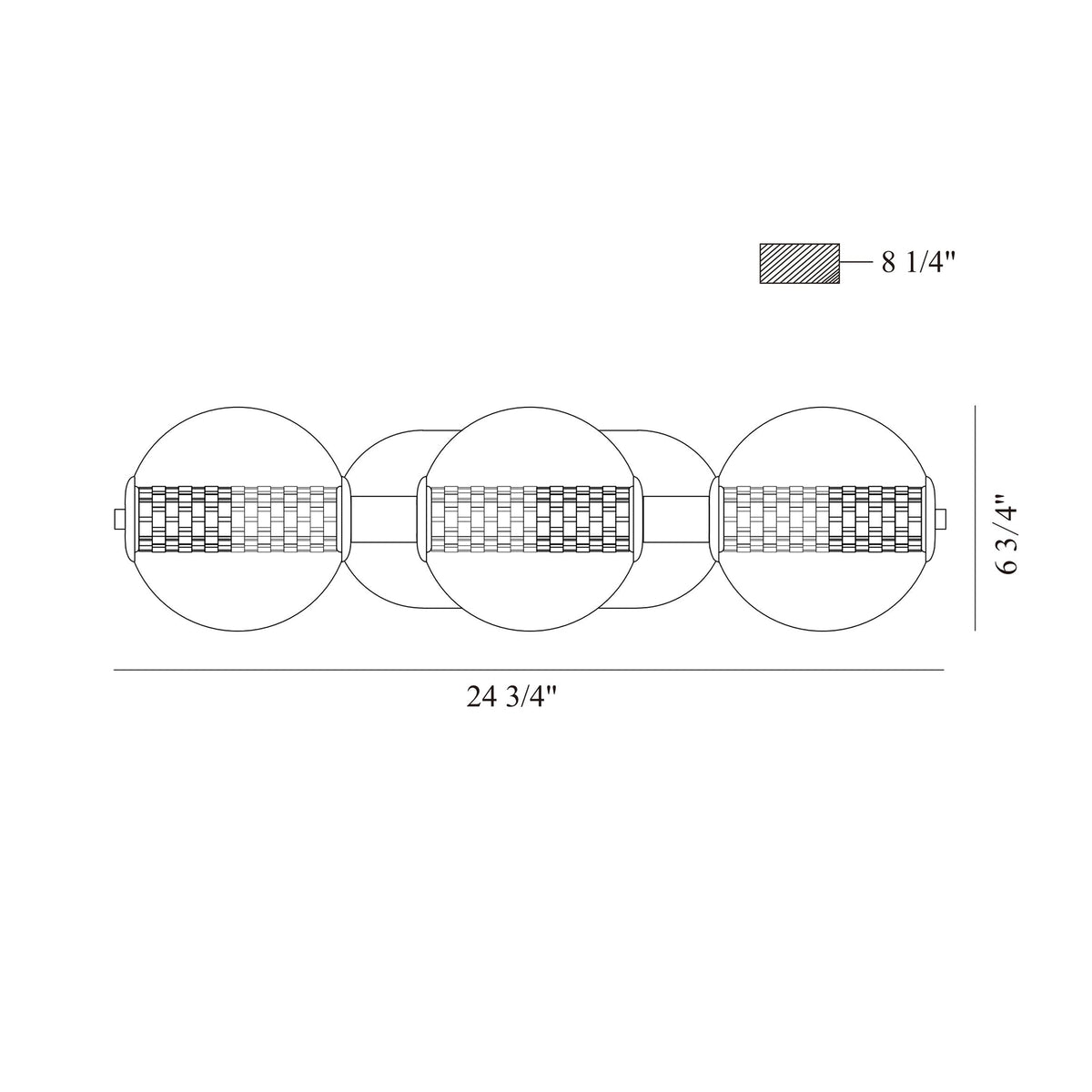 Atomo vanity light dimension drawing
