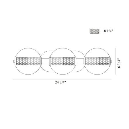 Atomo vanity light dimension drawing