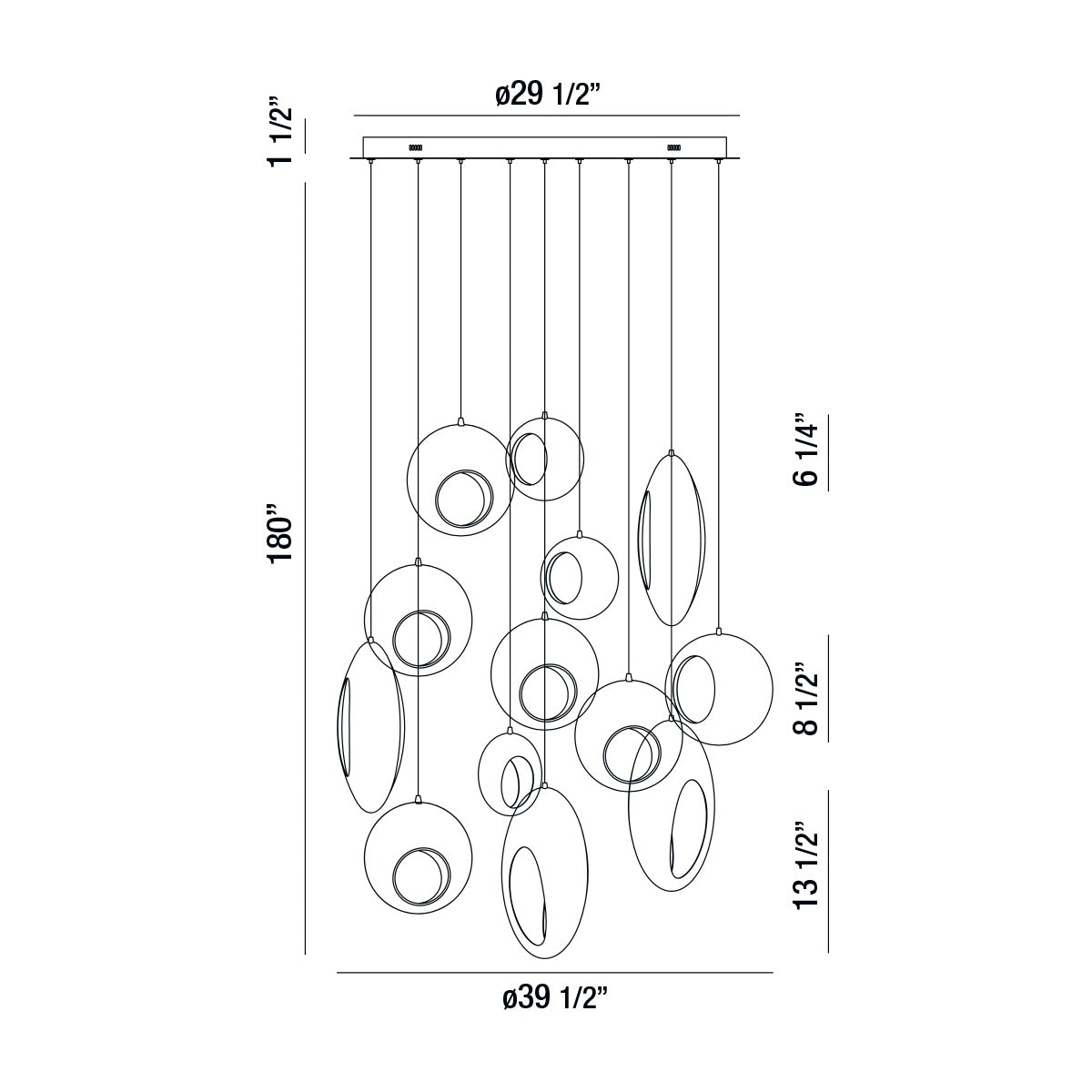 Arlington chandelier dimension drawing