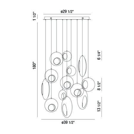 Arlington chandelier dimension drawing