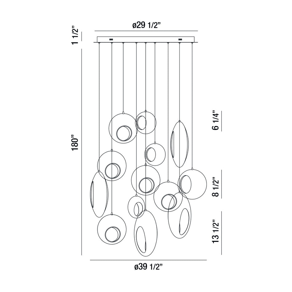 Arlington chandelier dimension drawing