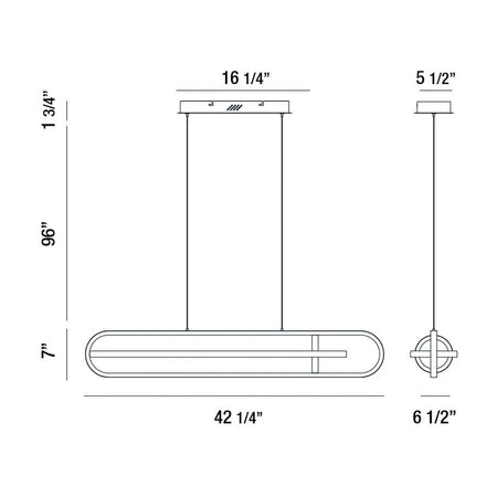 Demark chandelier dimension drawing