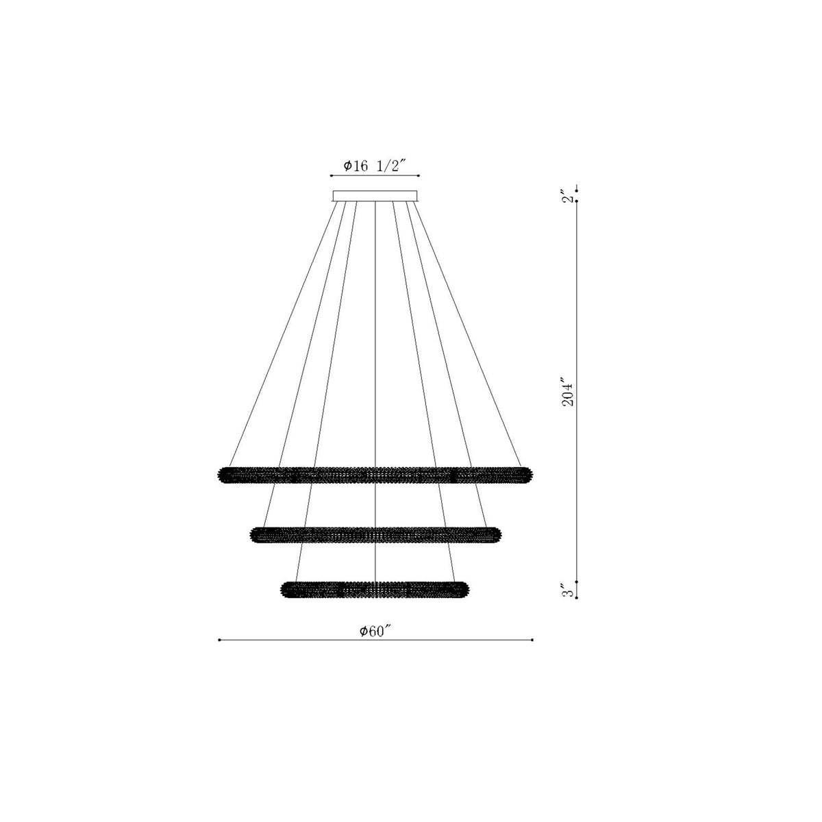 Sassi chandelier dimension drawing