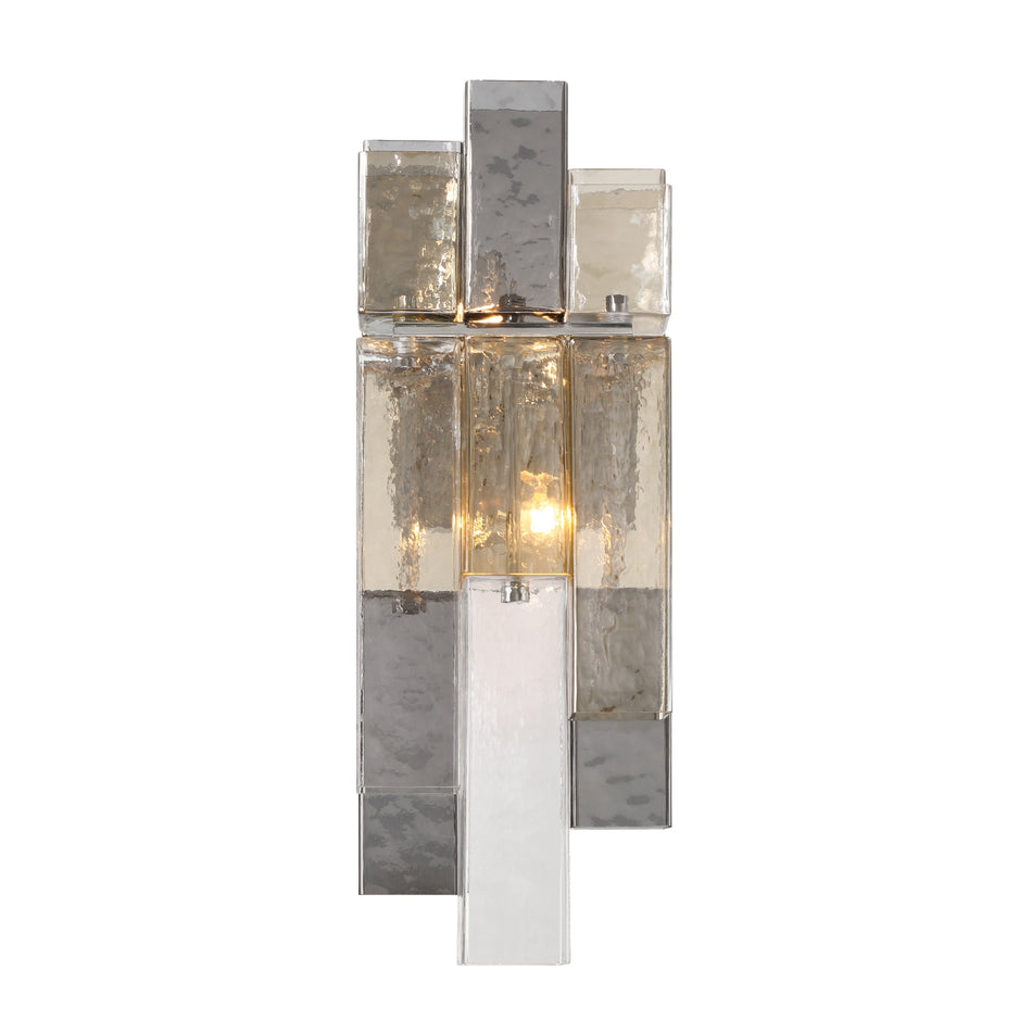 Eurofase Altesa 8" 2-Light Wall Sconce, Chrome with Mixed Glass, front view
