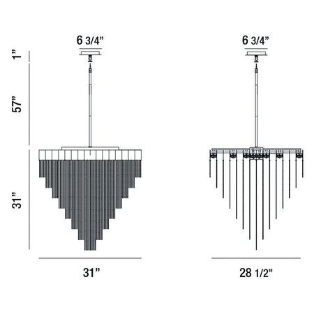 Bloomfield chandelier dimension drawing