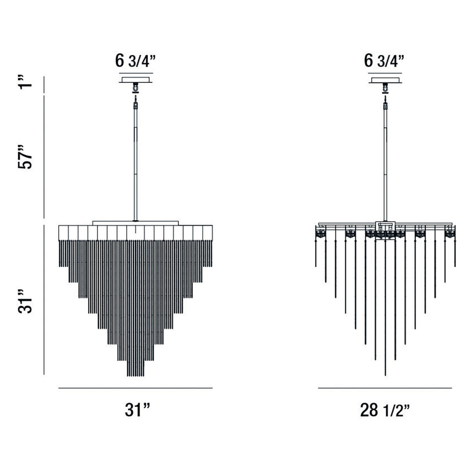 Bloomfield chandelier dimension drawing