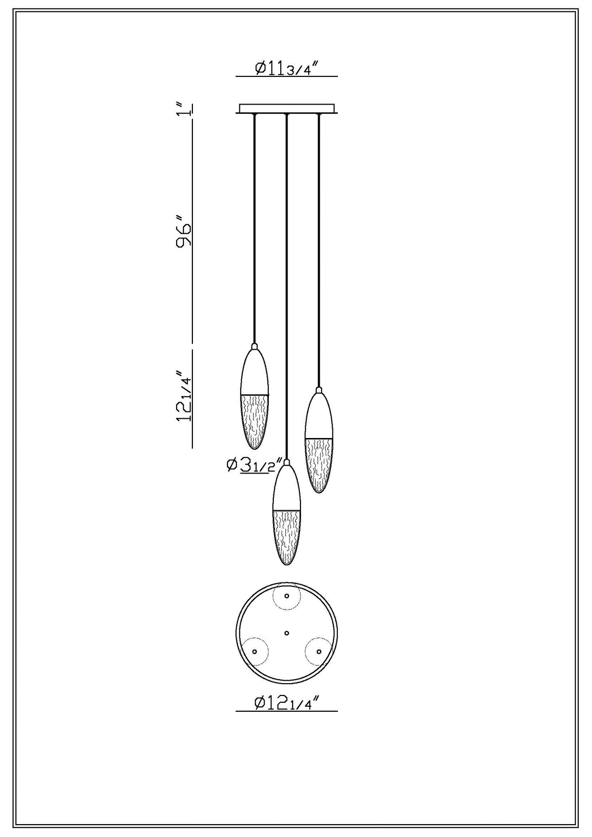 Ecrou chandelier dimension drawing