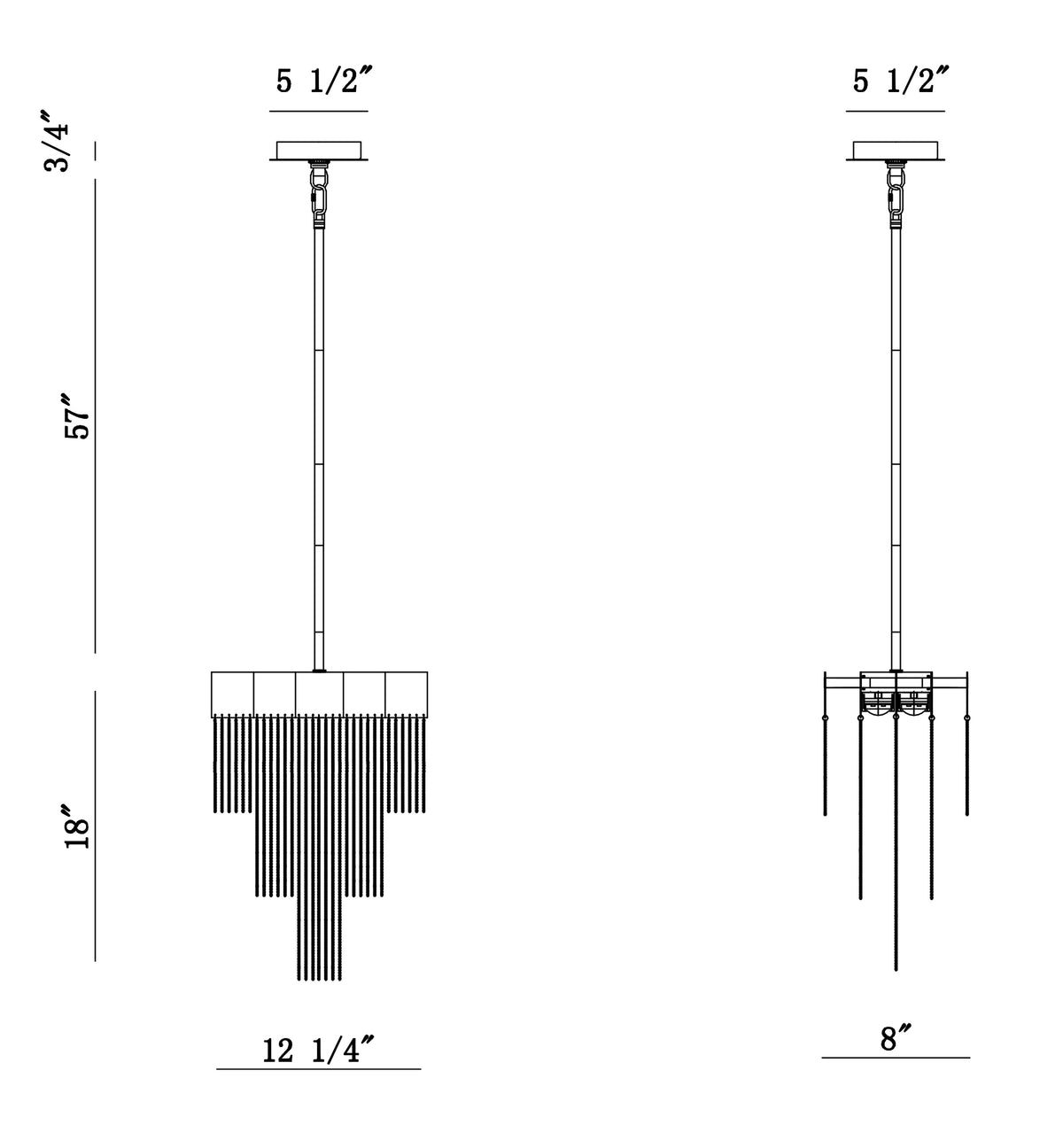 Bloomfield pendant dimension drawing