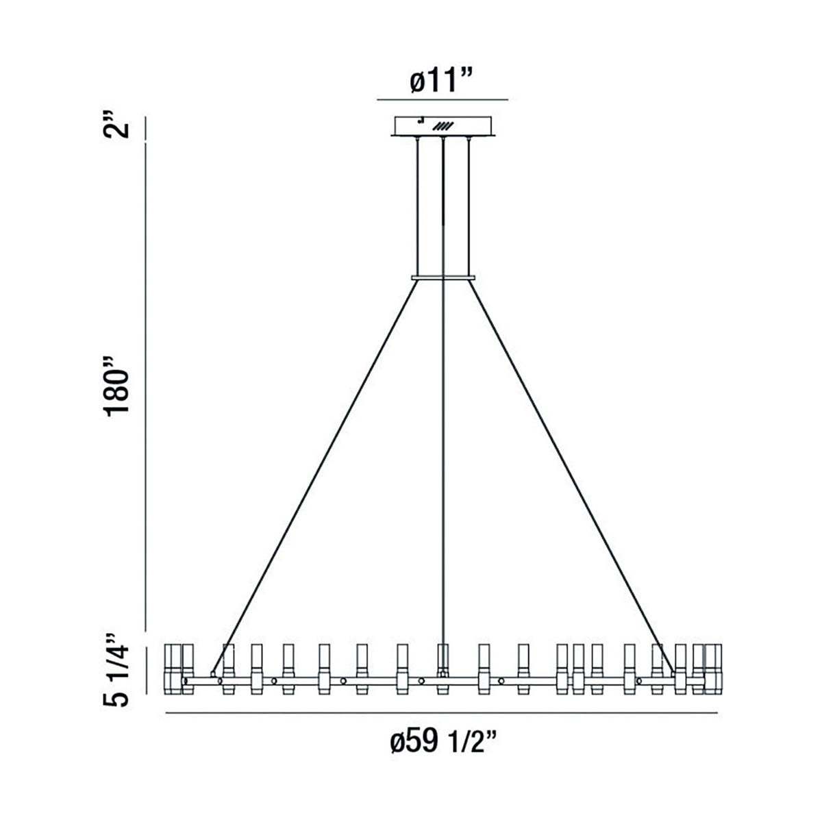 Albany chandelier dimension drawing