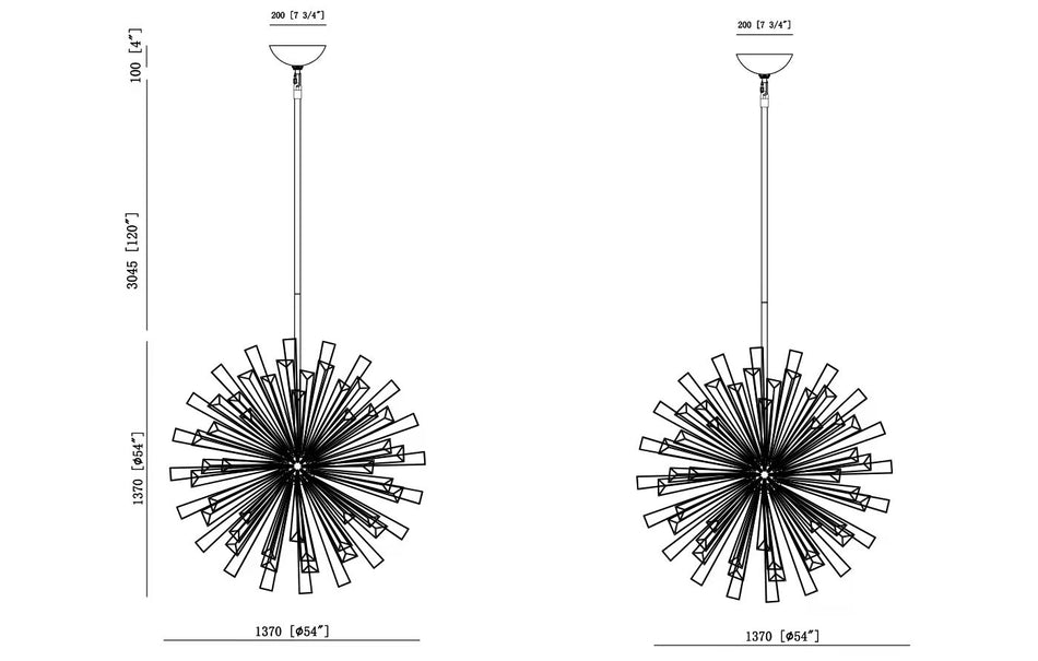 Dendelio chandelier dimension drawing