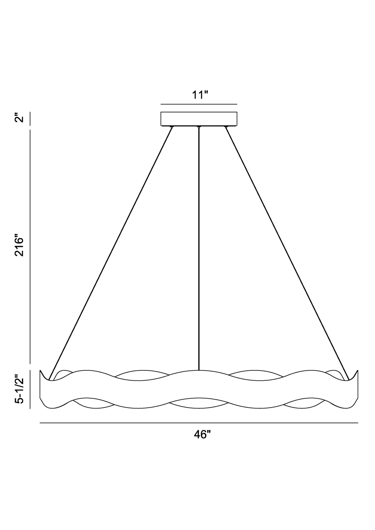 Vaughan chandelier dimension drawing
