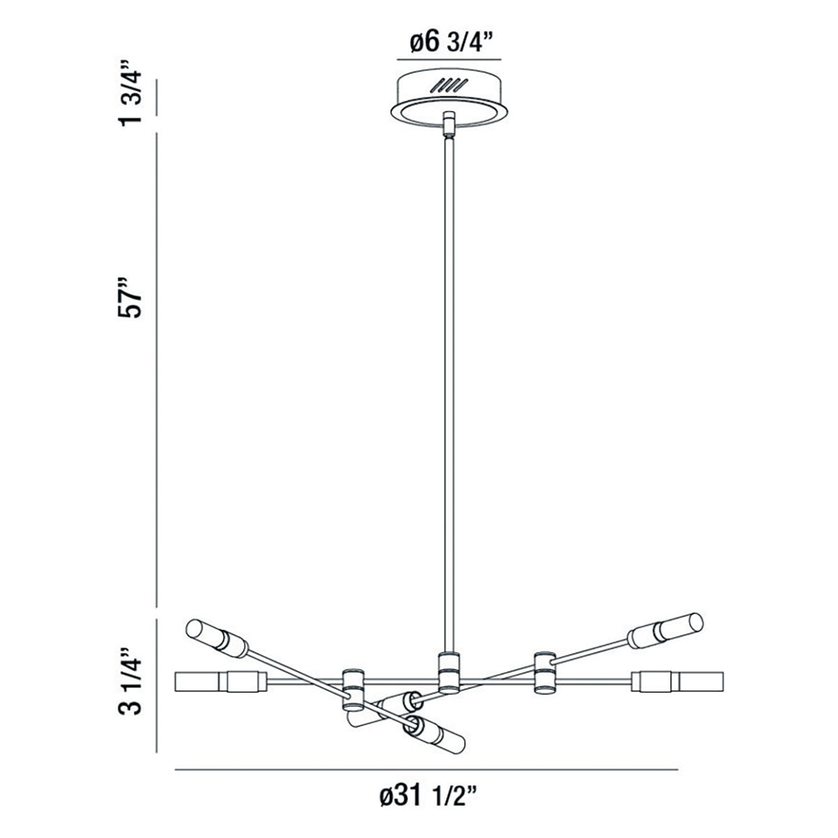 Albany chandelier dimension drawing