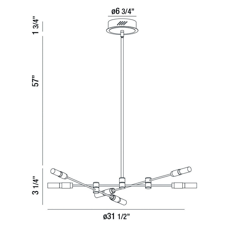 Albany chandelier dimension drawing