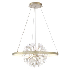 Eurofase Clayton 25.75" LED Chandelier, Brushed Silver with Clear Glass, front view