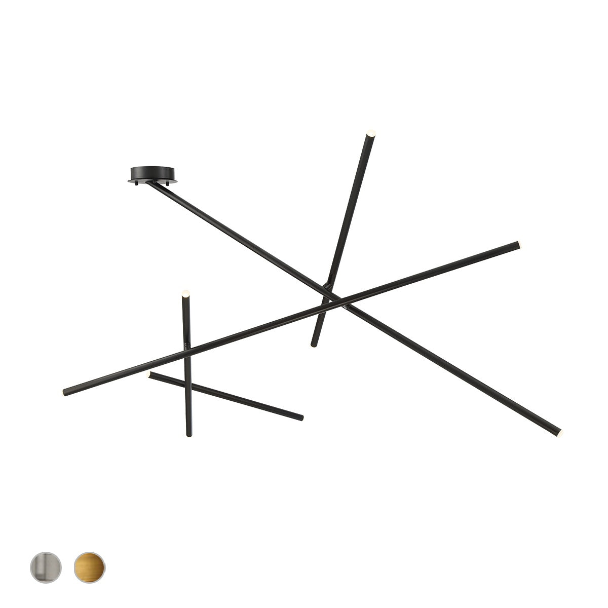 Eurofase Crossroads 57" 9-Light LED Flush Mount, Matte Black with Clear Acrylic, front view