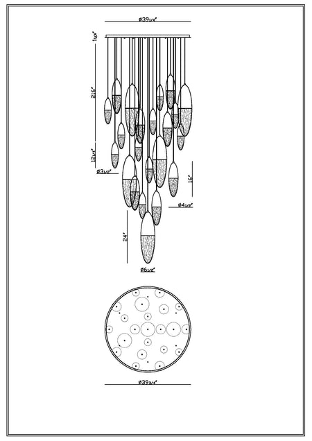 Ecrou chandelier dimension drawing