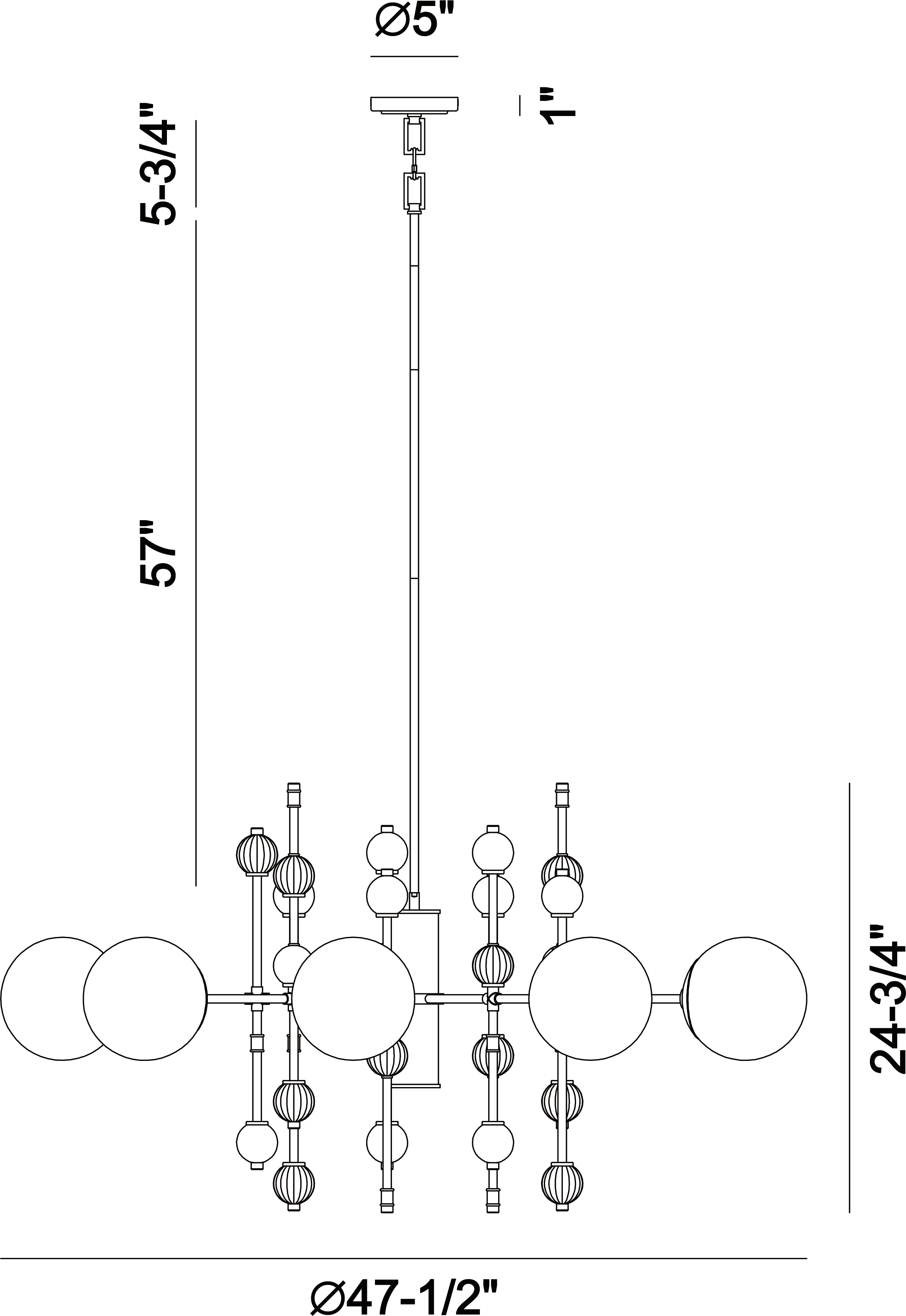 Traiton chandelier dimension drawing
