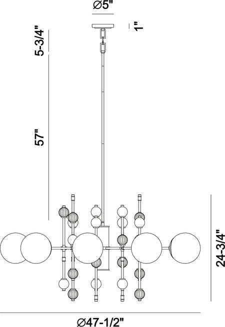 Traiton chandelier dimension drawing