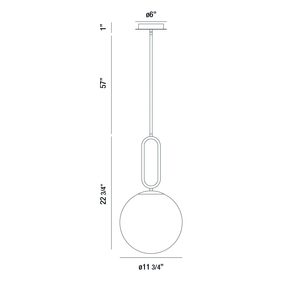 Prospect pendant dimension drawing