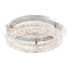Eurofase Sassi 15" LED Flush Mount, Chrome with Clear Crystal Bead, front view