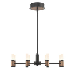 Eurofase Albany 23.5" LED Chandelier, Brass­black Mix with White Acrylic, front view