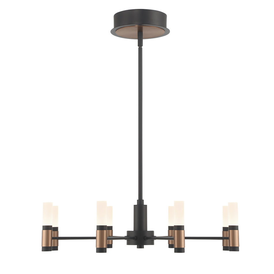 Eurofase Albany 23.5" LED Chandelier, Brass­black Mix with White Acrylic, front view