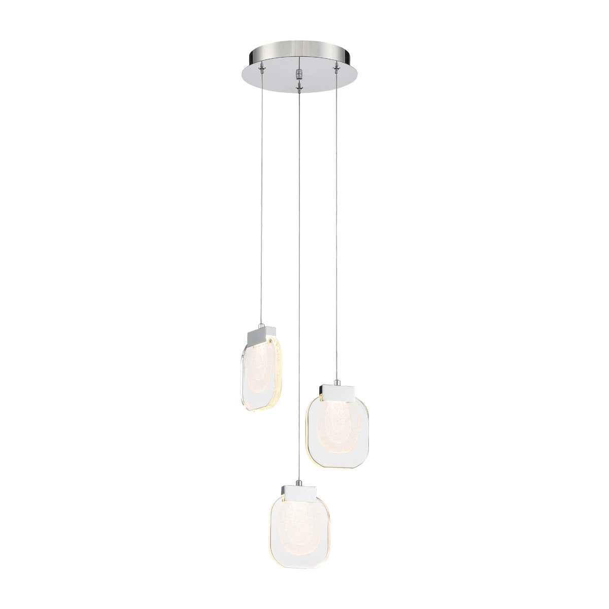 Eurofase Paget 10" 3-Light LED Chandelier, Chrome with Clear Glass, front view