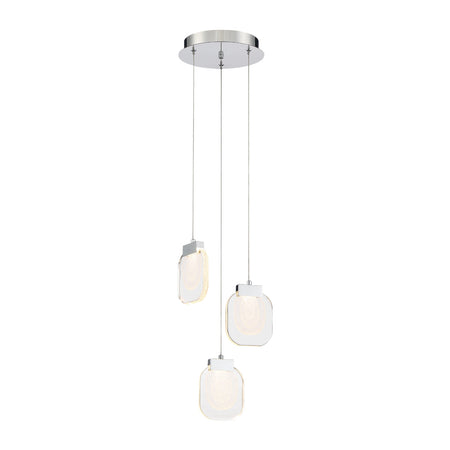 Eurofase Paget 10" 3-Light LED Chandelier, Chrome with Clear Glass, front view