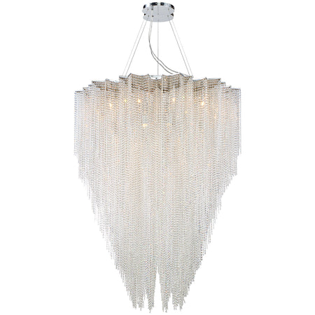 Eurofase Cohen 49.25" 12-Light Chandelier, Chrome with Clear Crystal Bead, front view