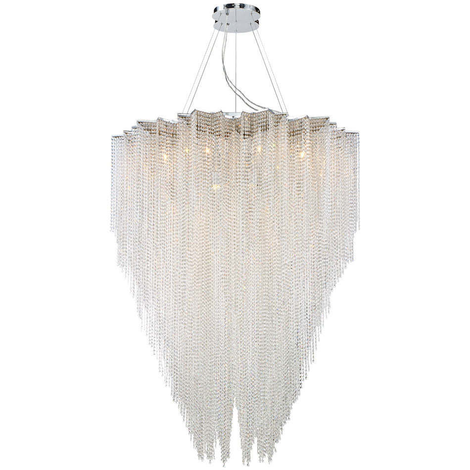 Eurofase Cohen 49.25" 12-Light Chandelier, Chrome with Clear Crystal Bead, front view