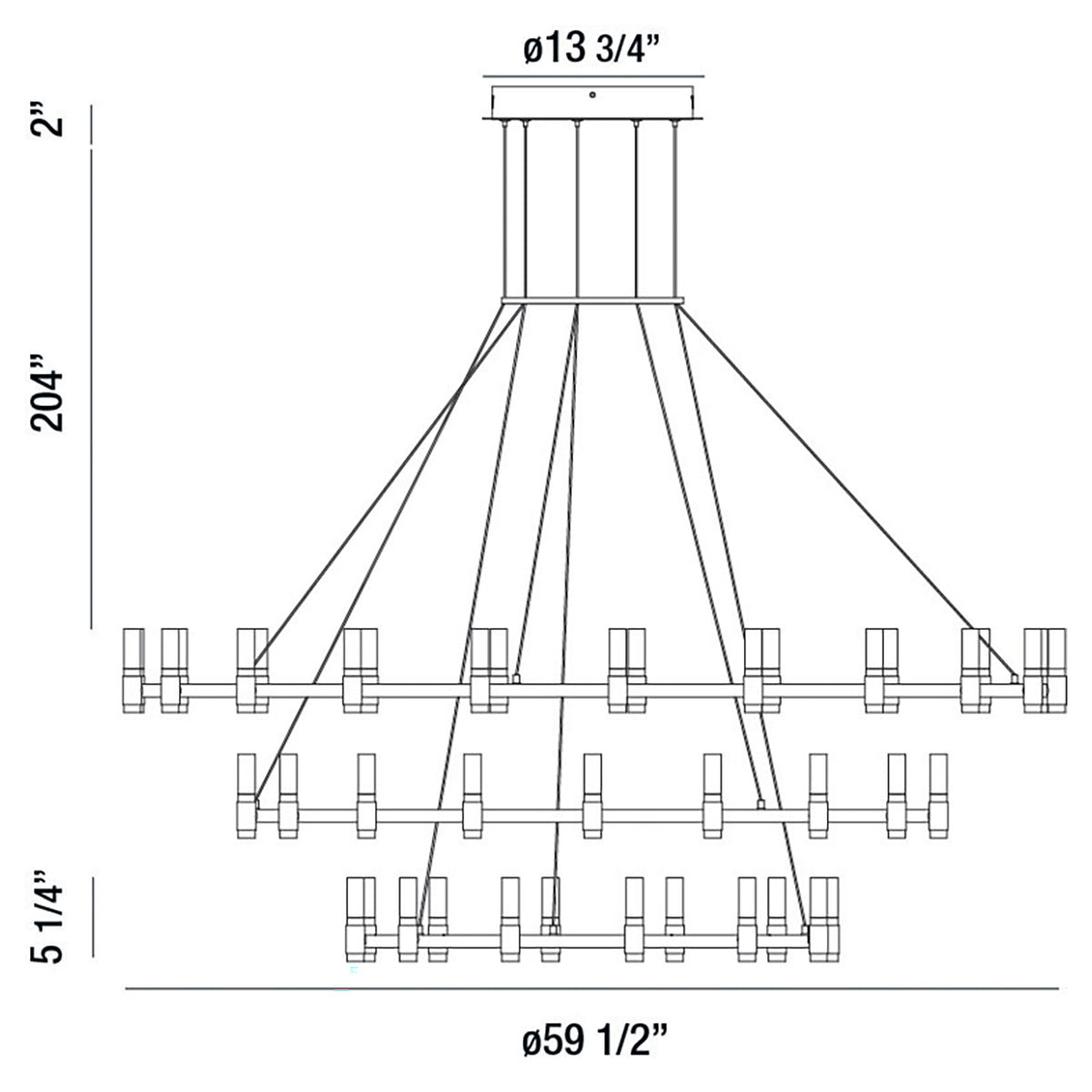 Albany chandelier dimension drawing
