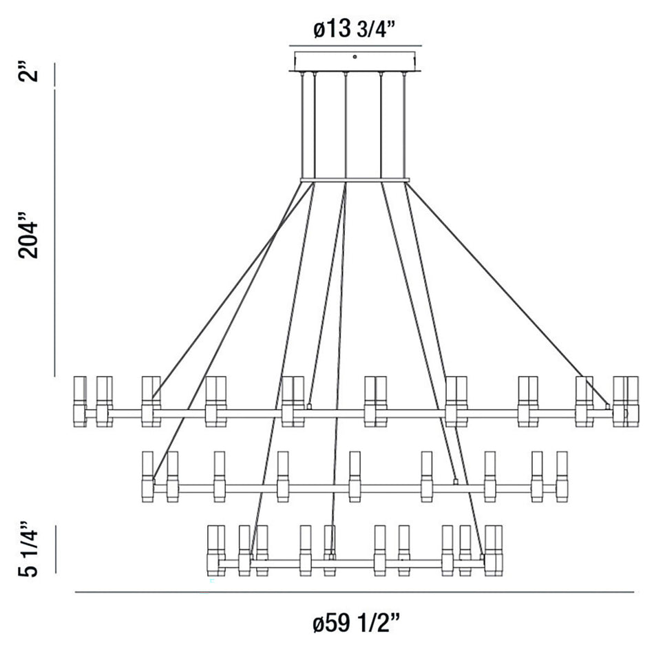 Albany chandelier dimension drawing