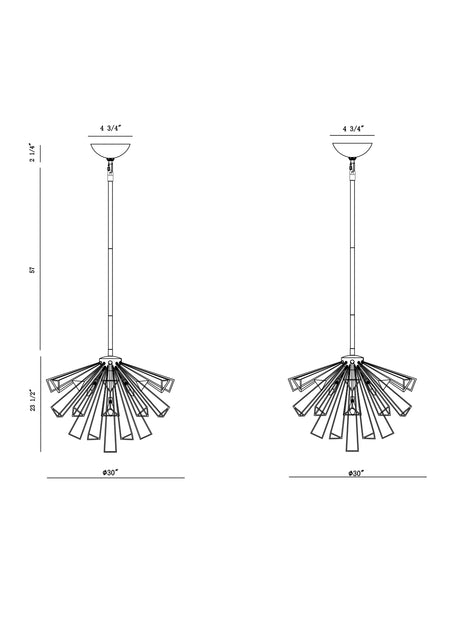 Dendelio chandelier dimension drawing