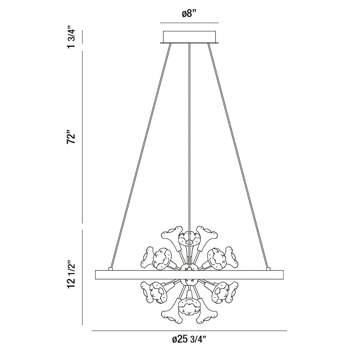 Clayton chandelier dimension drawing