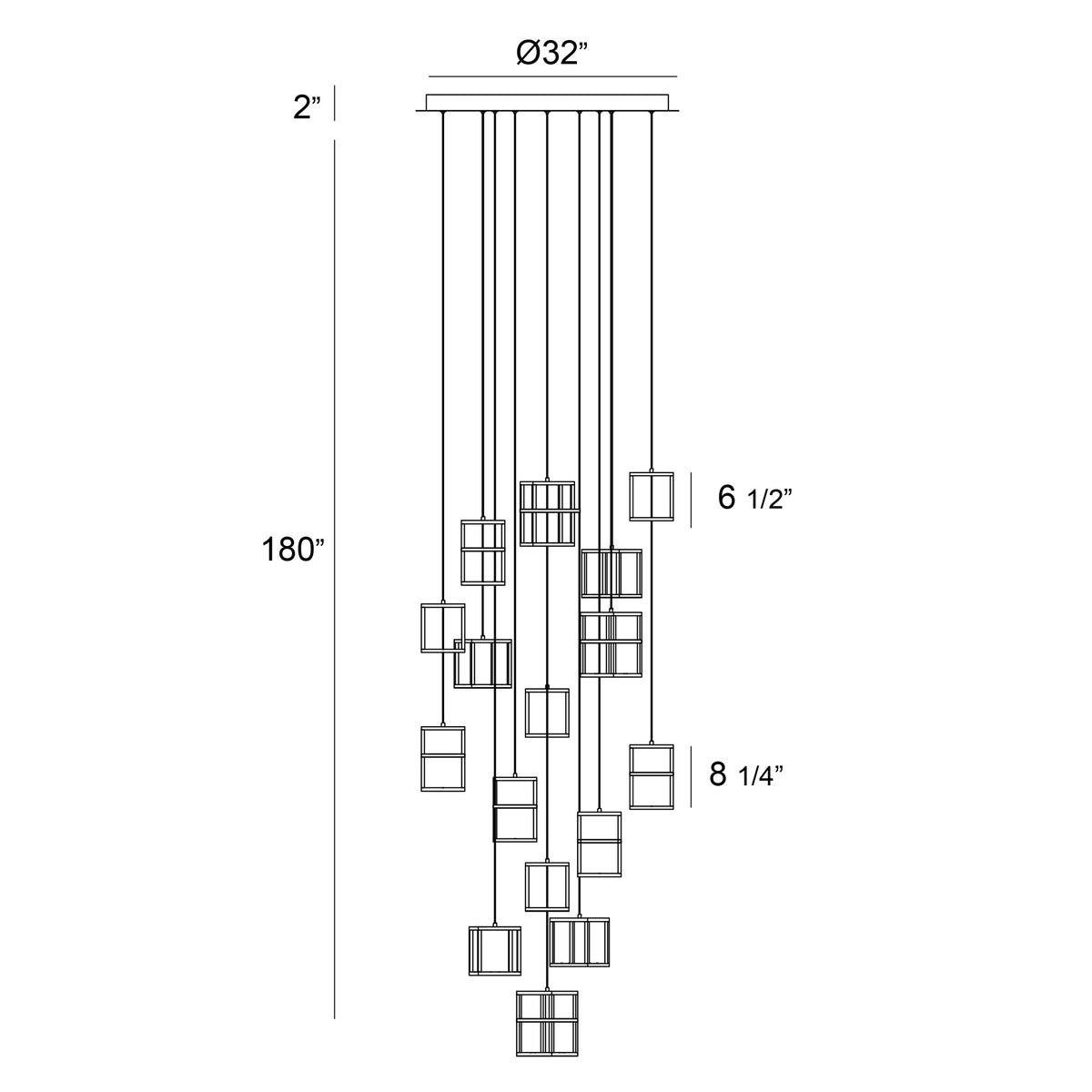 Ferro chandelier dimension drawing