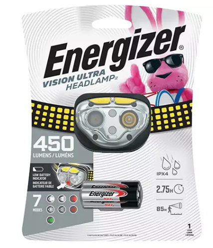 Energizer Vison Ultra Headlamp, LED, 450 Lumens - Maple Electric Supply 