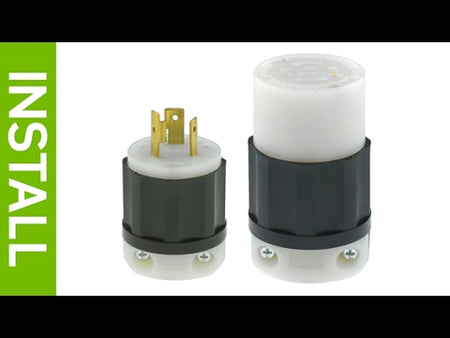 Leviton ML3-P Mini Locking Plug, 15A, 125/250V, Industrial Grade, Black & White, Superior Performance and Durability - Maple Electric Supply 