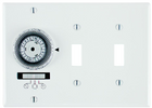 24-Hour Heavy-Duty Mechanical In-Wall Timer, Timer and Toggle Switch, 120 VAC, 20A, SPST, 3 Gang, White