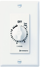 Spring Wound Countdown Timer, Decorator Style, 125-277 VAC, 50/60 Hz, SPST, 12 Hour Max, Without Hold, White