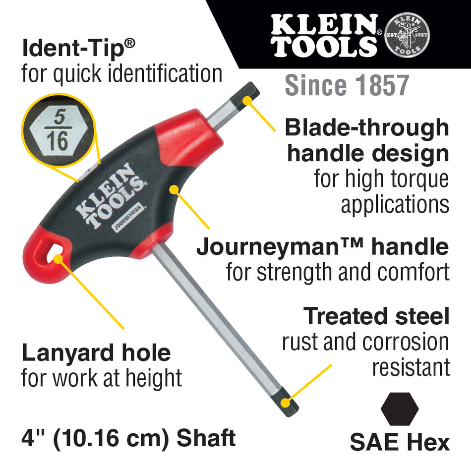 Klein Tools JTH410E SAE T-Handle Hex Key Set, Stand, 4-Inch, 10-Piece - additional view