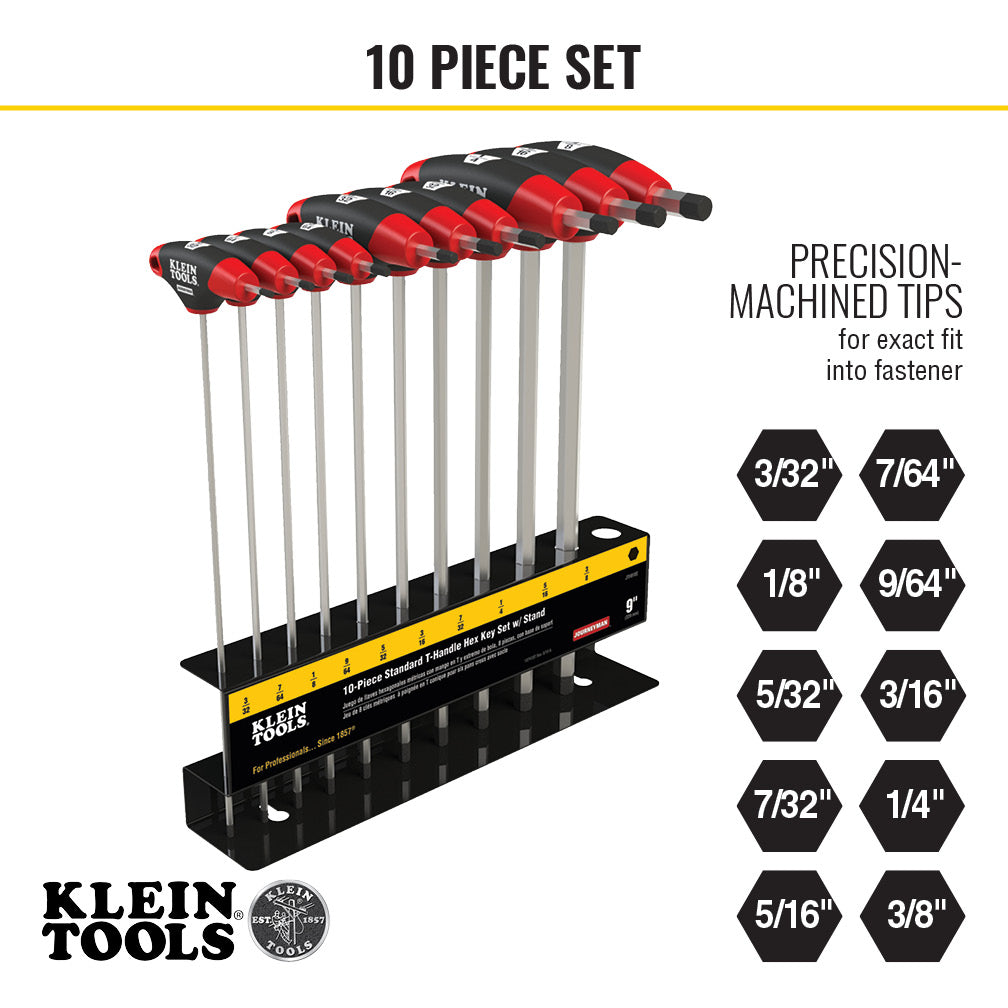 T-Handle Set with Stand, SAE, 9" Blade 10 Pc