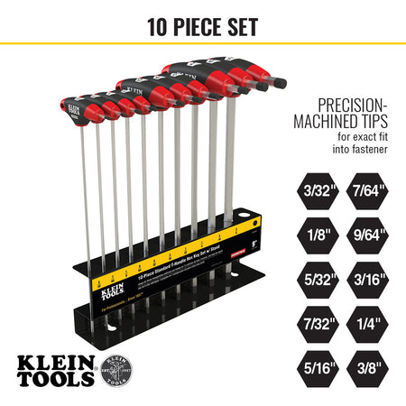 T-Handle Set with Stand, SAE, 9" Blade 10 Pc