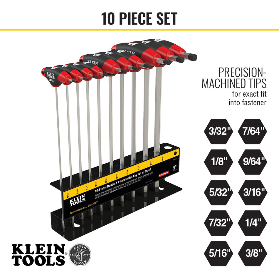 Klein Tools JTH910E T-Handle Set with Stand, SAE, 9" Blade 10 Pc - additional view