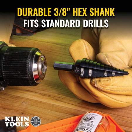 Klein Tools KTSB14 Step Drill Bit #14 Double-Fluted, 3/16 to 7/8-Inch - additional view